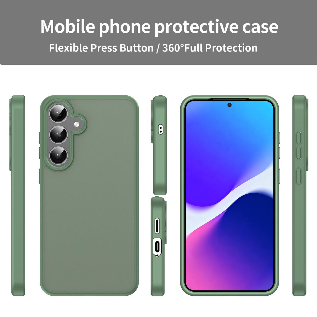 For Galaxy S24+ 5G Fanying Series PC Hybrid TPU Translucent Frosted Phone Case - Olive Green - EDA009917903D