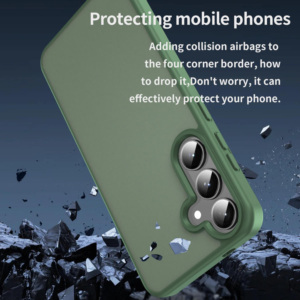 For Galaxy S24+ 5G Fanying Series PC Hybrid TPU Translucent Frosted Phone Case - Olive Green - EDA009917903D