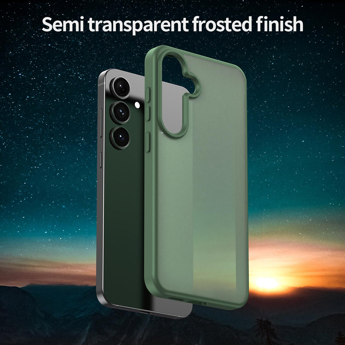 For Galaxy S24+ 5G Fanying Series PC Hybrid TPU Translucent Frosted Phone Case - Olive Green - EDA009917903D