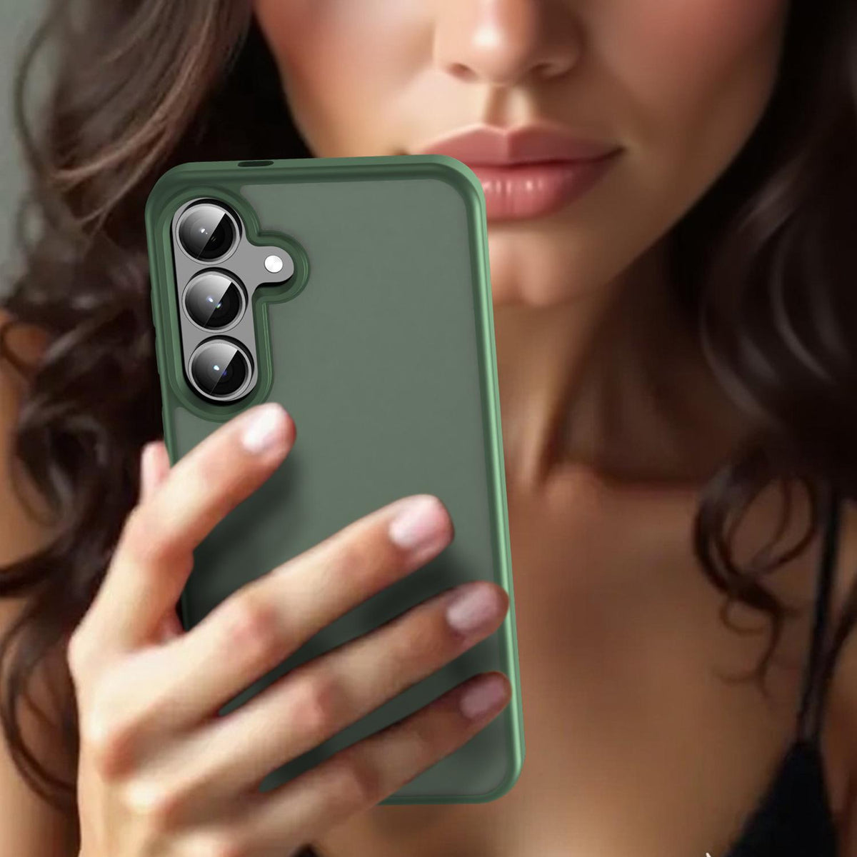 For Galaxy S24+ 5G Fanying Series PC Hybrid TPU Translucent Frosted Phone Case - Olive Green - EDA009917903D
