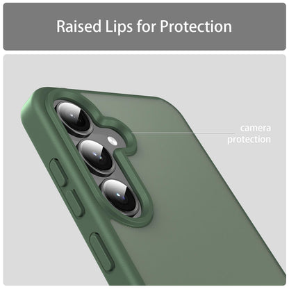For Galaxy S24+ 5G Fanying Series PC Hybrid TPU Translucent Frosted Phone Case - Olive Green - EDA009917903D