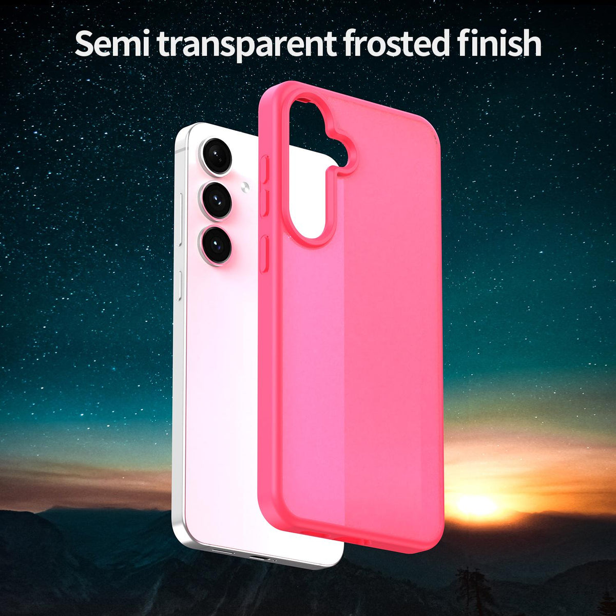 For Galaxy S24+ 5G Fanying Series PC Hybrid TPU Translucent Frosted Phone Case - Rose Red - EDA009917903E