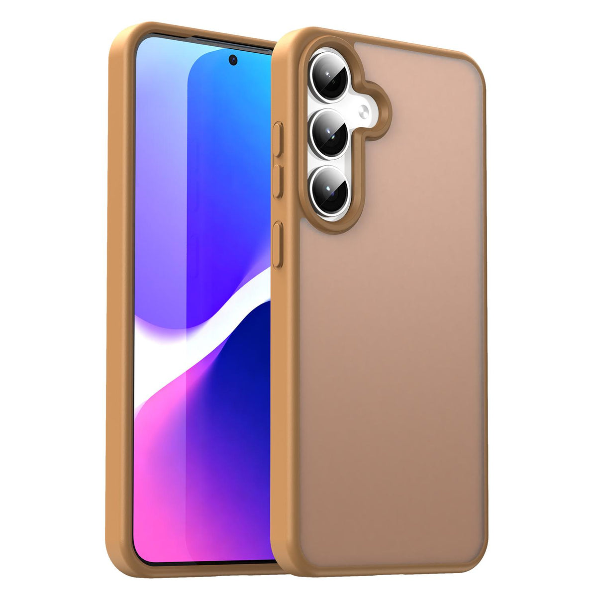 For Galaxy S24+ 5G Fanying Series PC Hybrid TPU Translucent Frosted Phone Case - Desert Gold - EDA009917903G