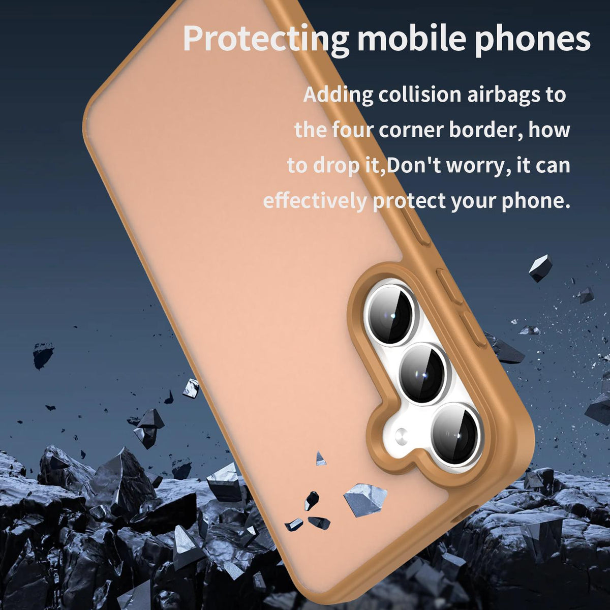 For Galaxy S24+ 5G Fanying Series PC Hybrid TPU Translucent Frosted Phone Case - Desert Gold - EDA009917903G