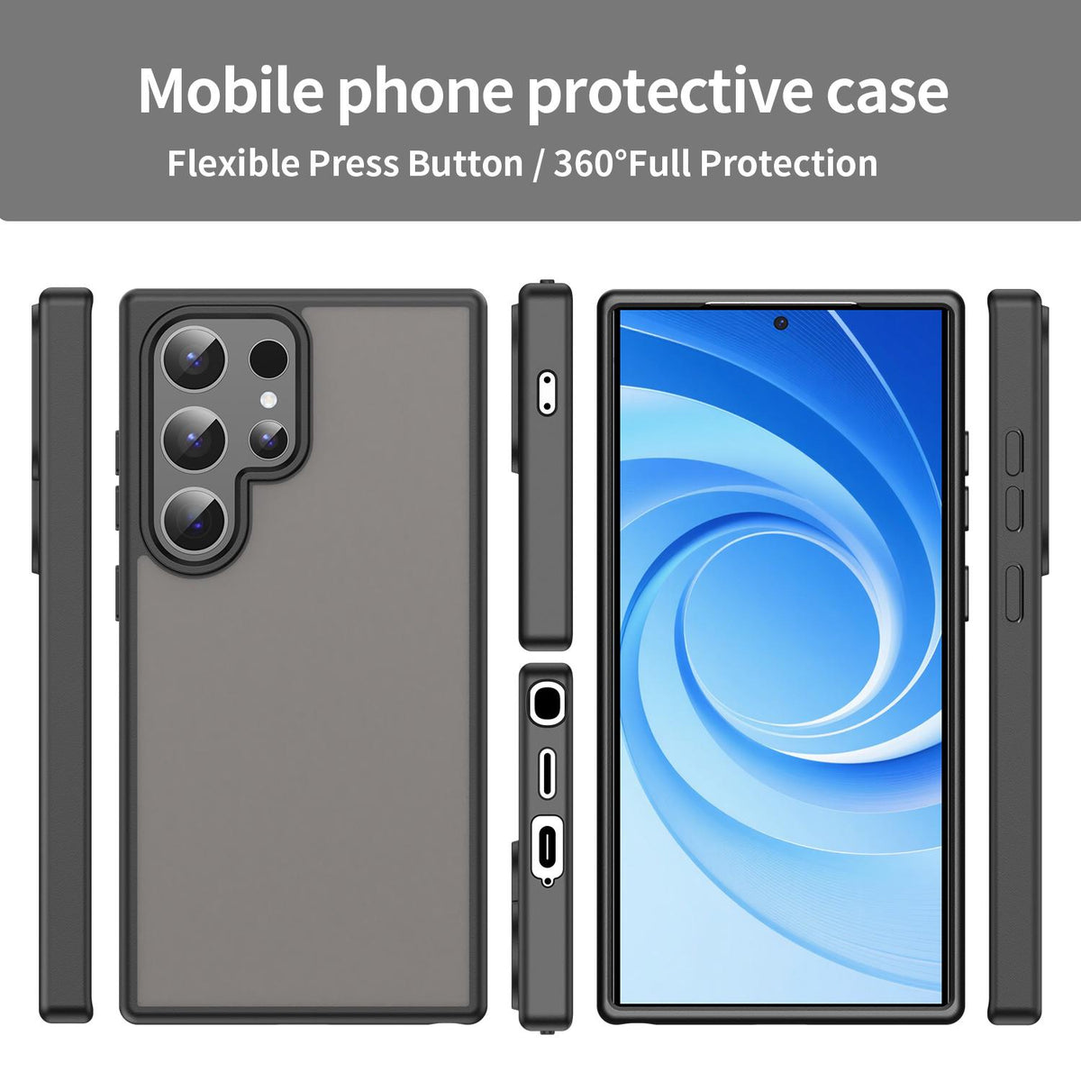 For Galaxy S24 Ultra 5G Fanying Series PC Hybrid TPU Translucent Frosted Phone Case - Translucent Black - EDA009917905A