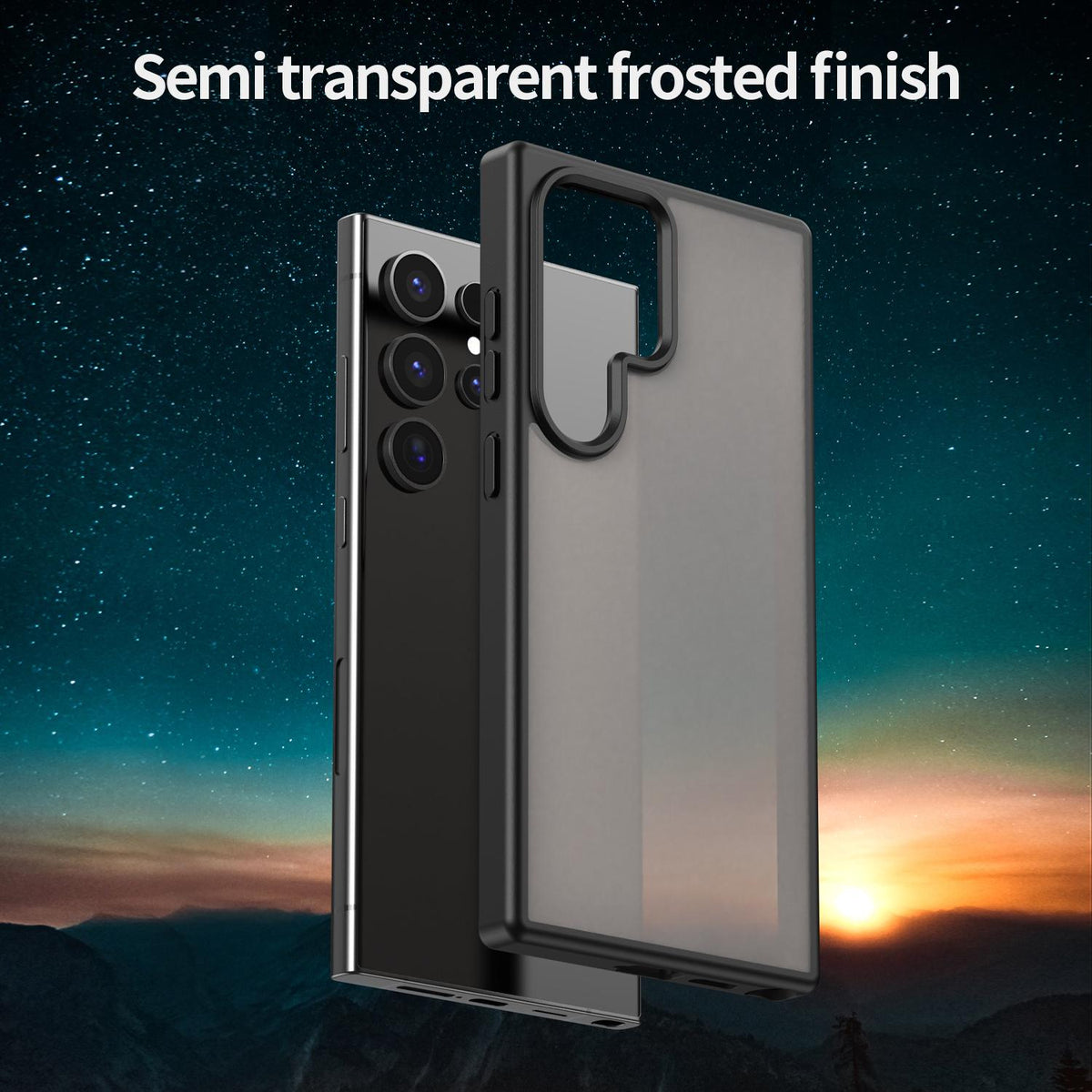 For Galaxy S24 Ultra 5G Fanying Series PC Hybrid TPU Translucent Frosted Phone Case - Translucent Black - EDA009917905A