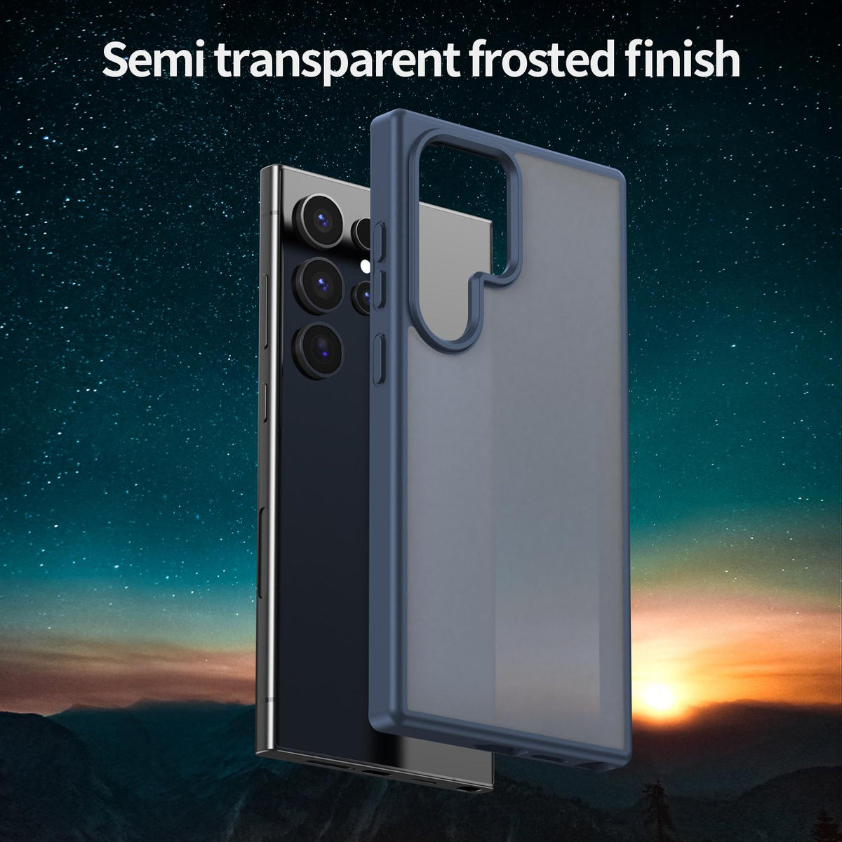 For Galaxy S24 Ultra 5G Fanying Series PC Hybrid TPU Translucent Frosted Phone Case - Cyan Blue - EDA009917905C