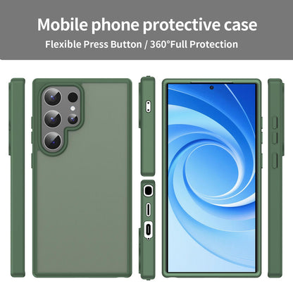 For Galaxy S24 Ultra 5G Fanying Series PC Hybrid TPU Translucent Frosted Phone Case - Olive Green - EDA009917905D