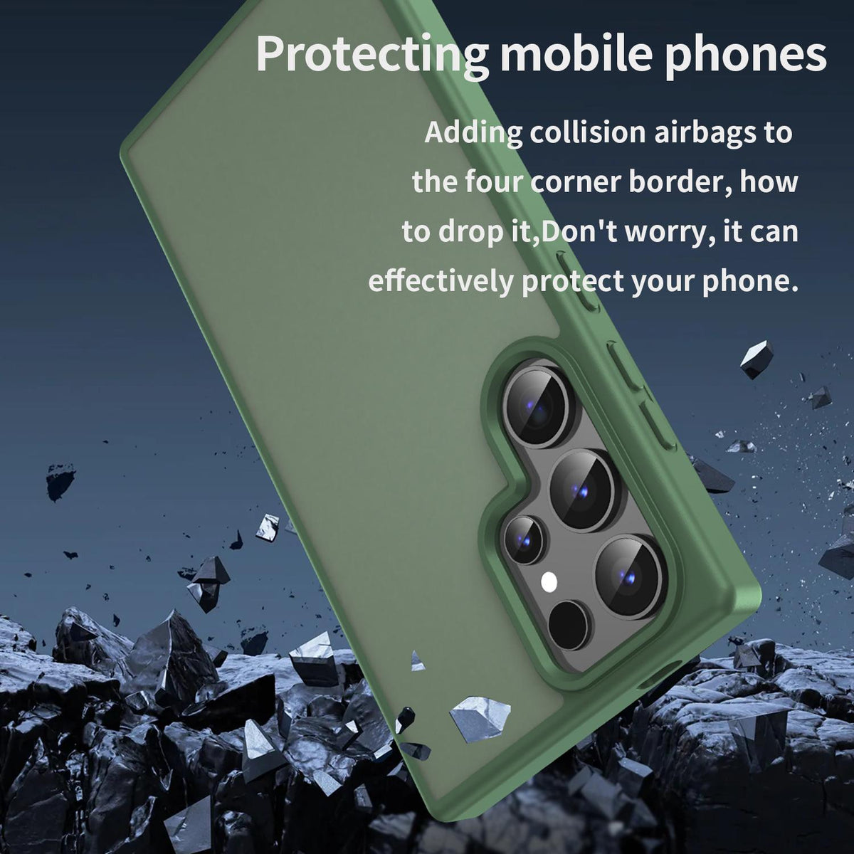 For Galaxy S24 Ultra 5G Fanying Series PC Hybrid TPU Translucent Frosted Phone Case - Olive Green - EDA009917905D