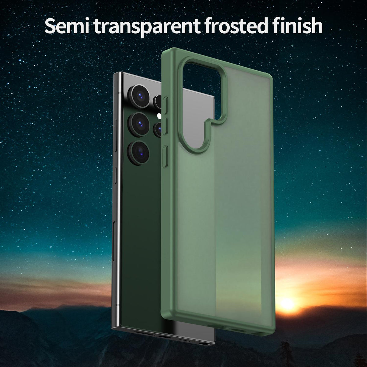 For Galaxy S24 Ultra 5G Fanying Series PC Hybrid TPU Translucent Frosted Phone Case - Olive Green - EDA009917905D