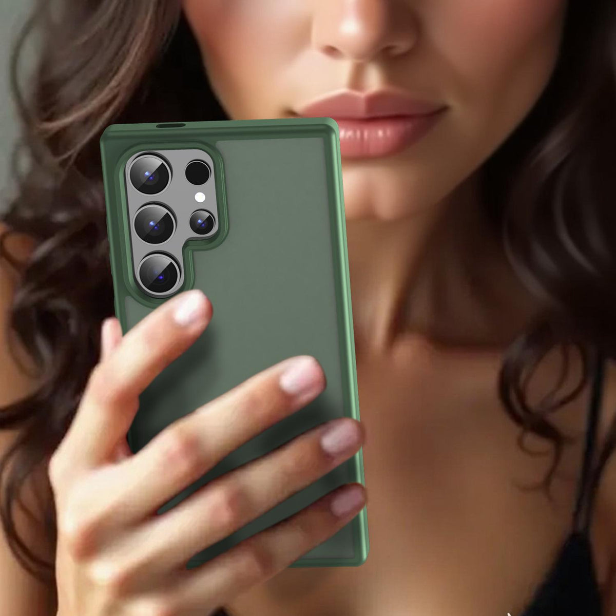 For Galaxy S24 Ultra 5G Fanying Series PC Hybrid TPU Translucent Frosted Phone Case - Olive Green - EDA009917905D