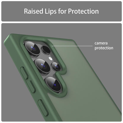 For Galaxy S24 Ultra 5G Fanying Series PC Hybrid TPU Translucent Frosted Phone Case - Olive Green - EDA009917905D