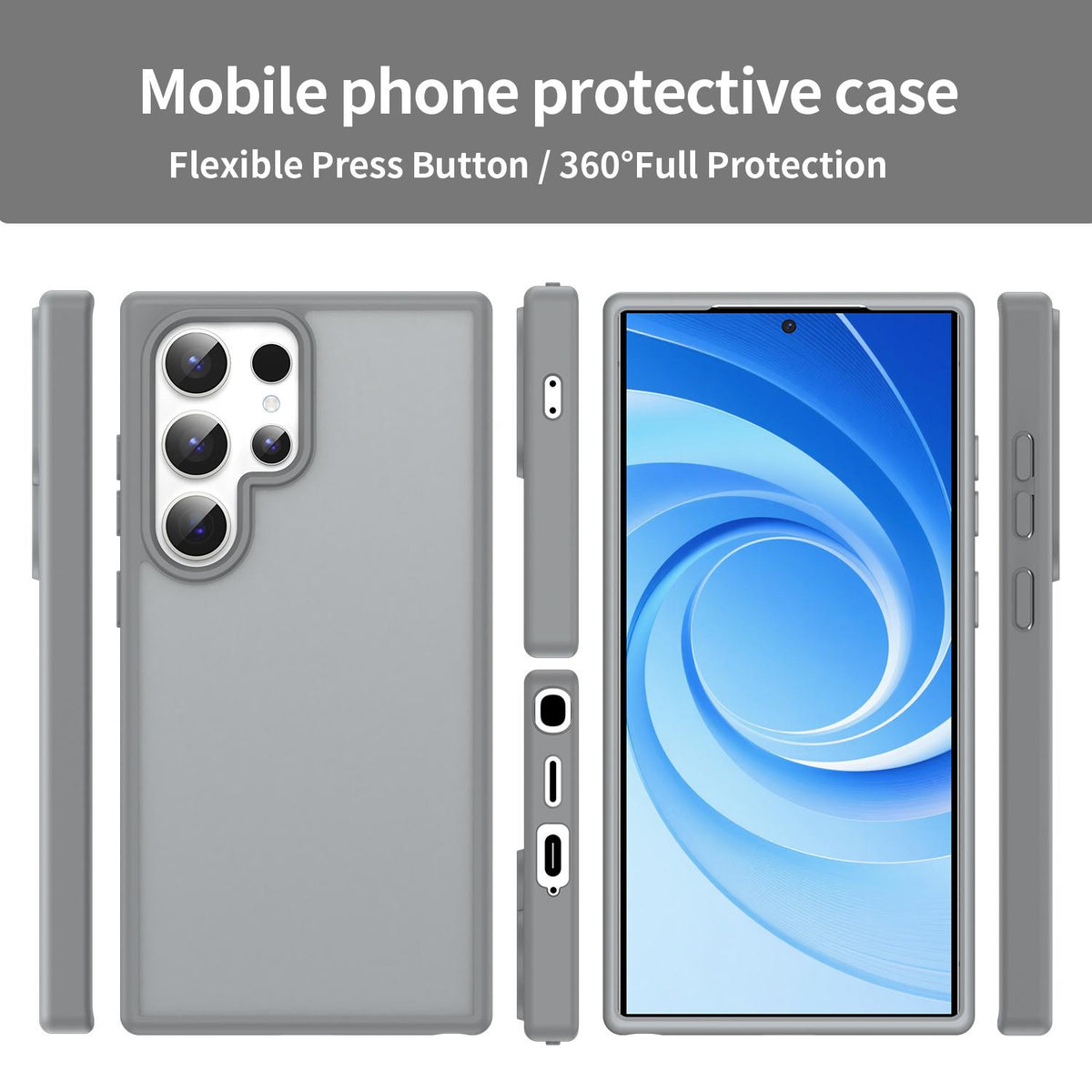 For Galaxy S24 Ultra 5G Fanying Series PC Hybrid TPU Translucent Frosted Phone Case - Silver Grey - EDA009917905F