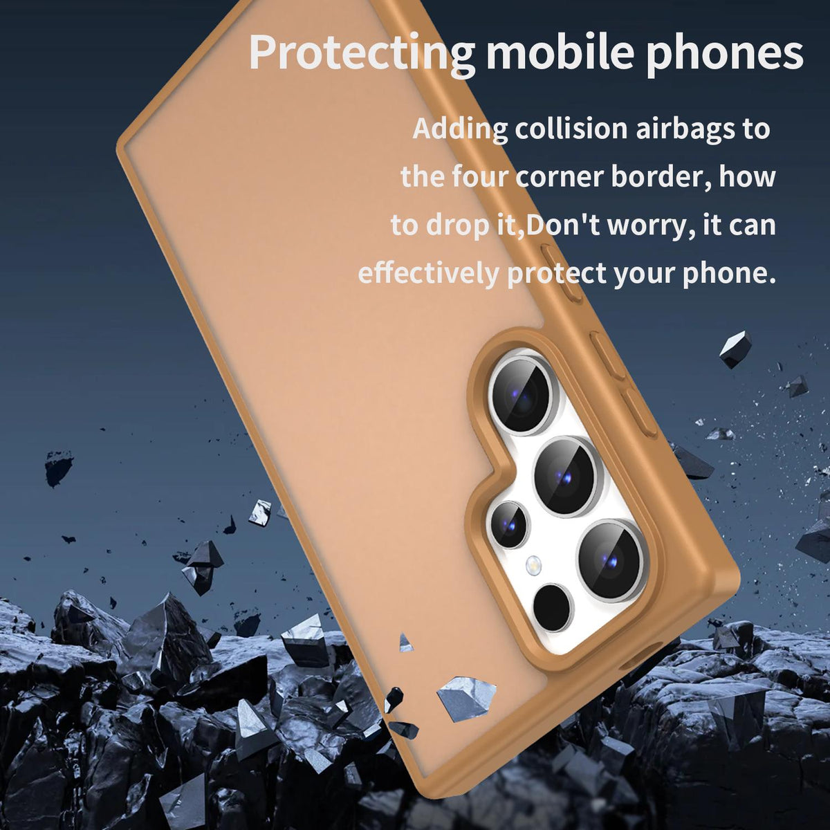 For Galaxy S24 Ultra 5G Fanying Series PC Hybrid TPU Translucent Frosted Phone Case - Desert Gold - EDA009917905G