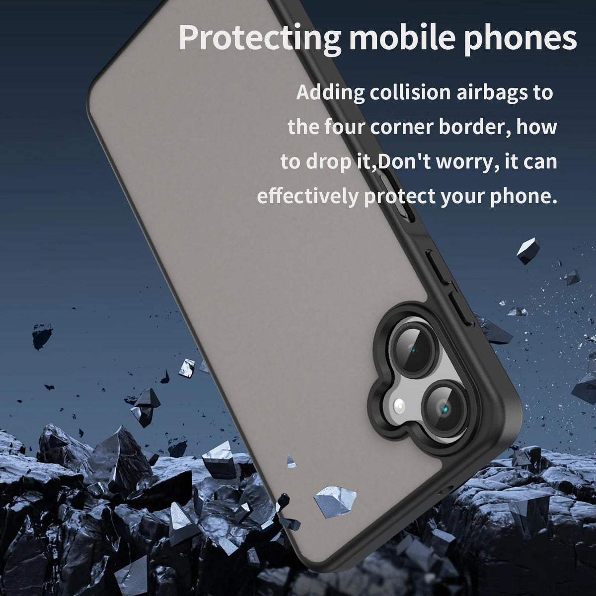 For Galaxy A06 5G Fanying Series PC Hybrid TPU Translucent Frosted Phone Case - Translucent Black - EDA009918802A
