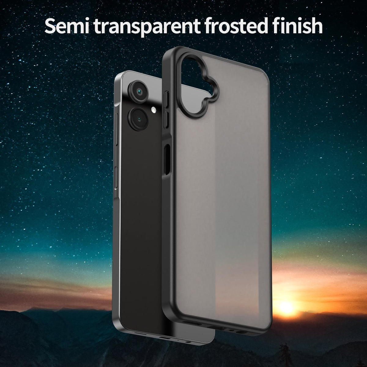 For Galaxy A06 5G Fanying Series PC Hybrid TPU Translucent Frosted Phone Case - Translucent Black - EDA009918802A