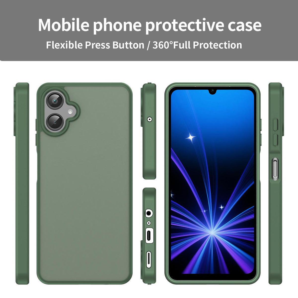 For Galaxy A06 5G Fanying Series PC Hybrid TPU Translucent Frosted Phone Case - Olive Green - EDA009918802D