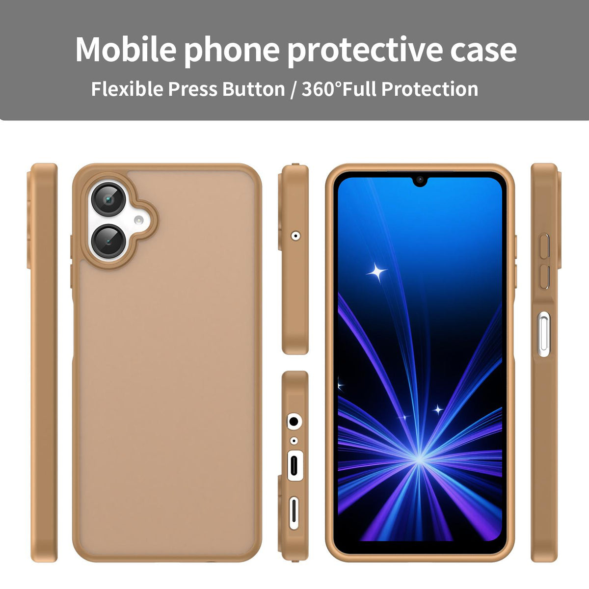 For Galaxy A06 5G Fanying Series PC Hybrid TPU Translucent Frosted Phone Case - Desert Gold - EDA009918802G