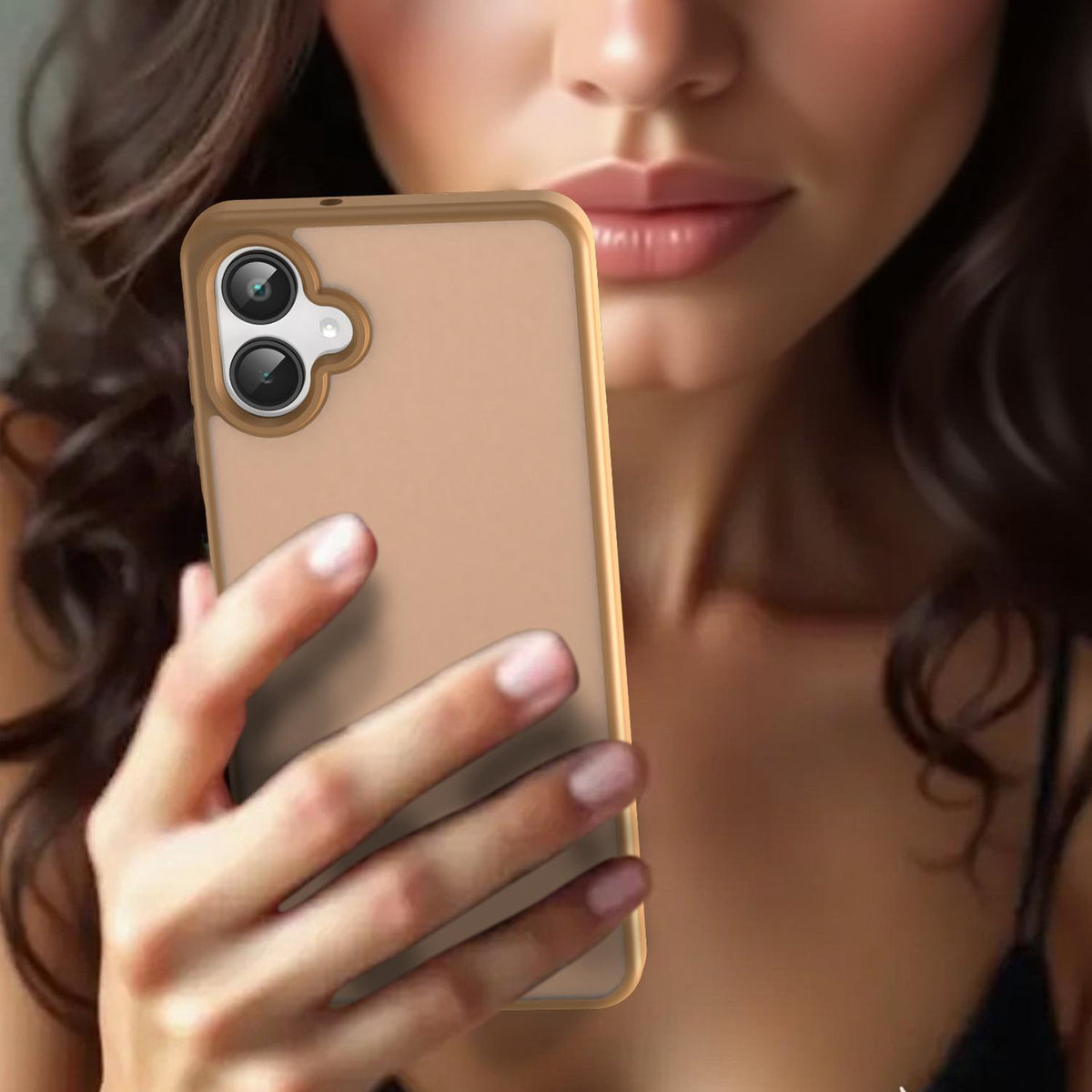 For Galaxy A06 5G Fanying Series PC Hybrid TPU Translucent Frosted Phone Case - Desert Gold - EDA009918802G