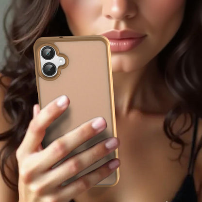 For Galaxy A06 5G Fanying Series PC Hybrid TPU Translucent Frosted Phone Case - Desert Gold - EDA009918802G