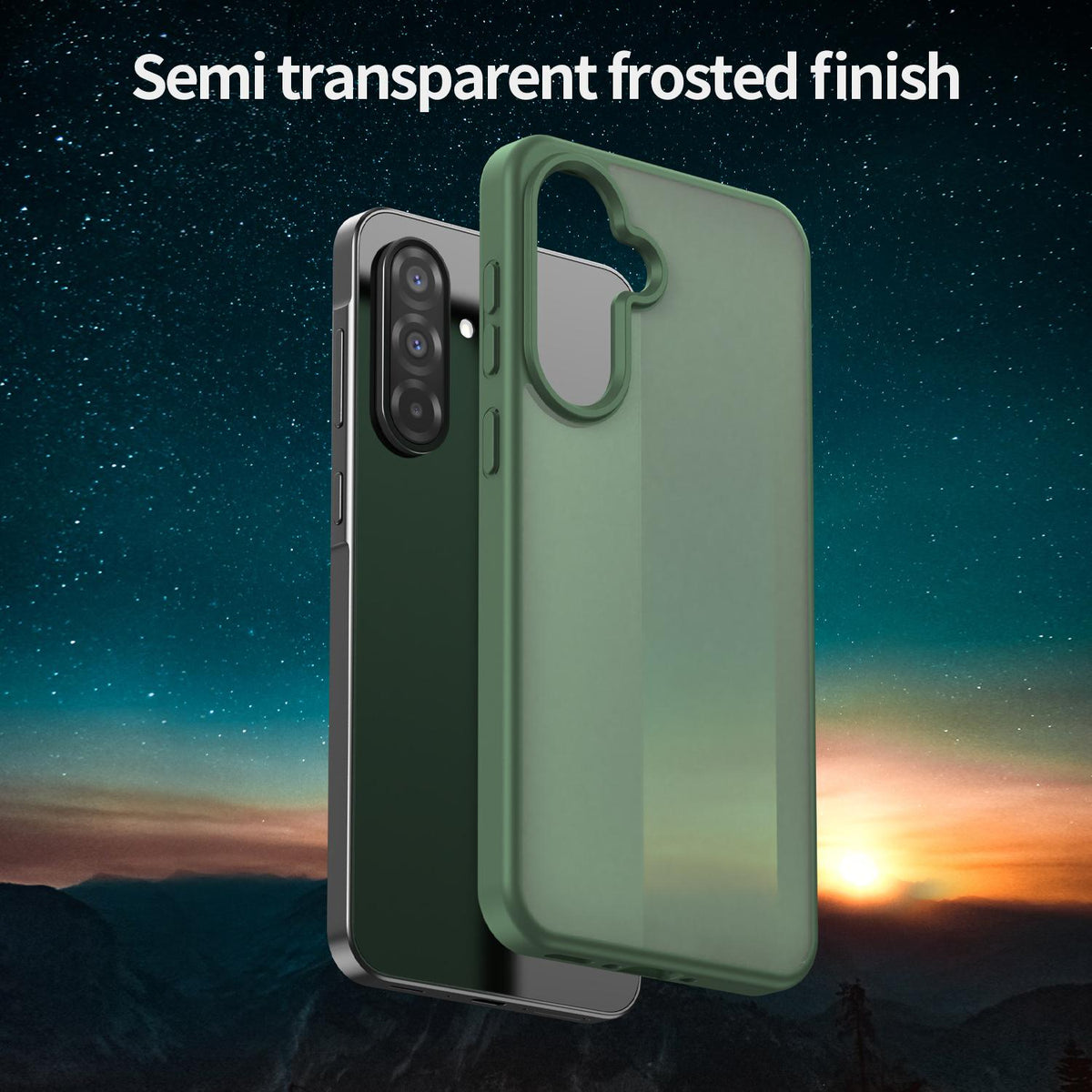 For Galaxy A36 5G Fanying Series PC Hybrid TPU Translucent Frosted Phone Case - Olive Green - EDA009918805D