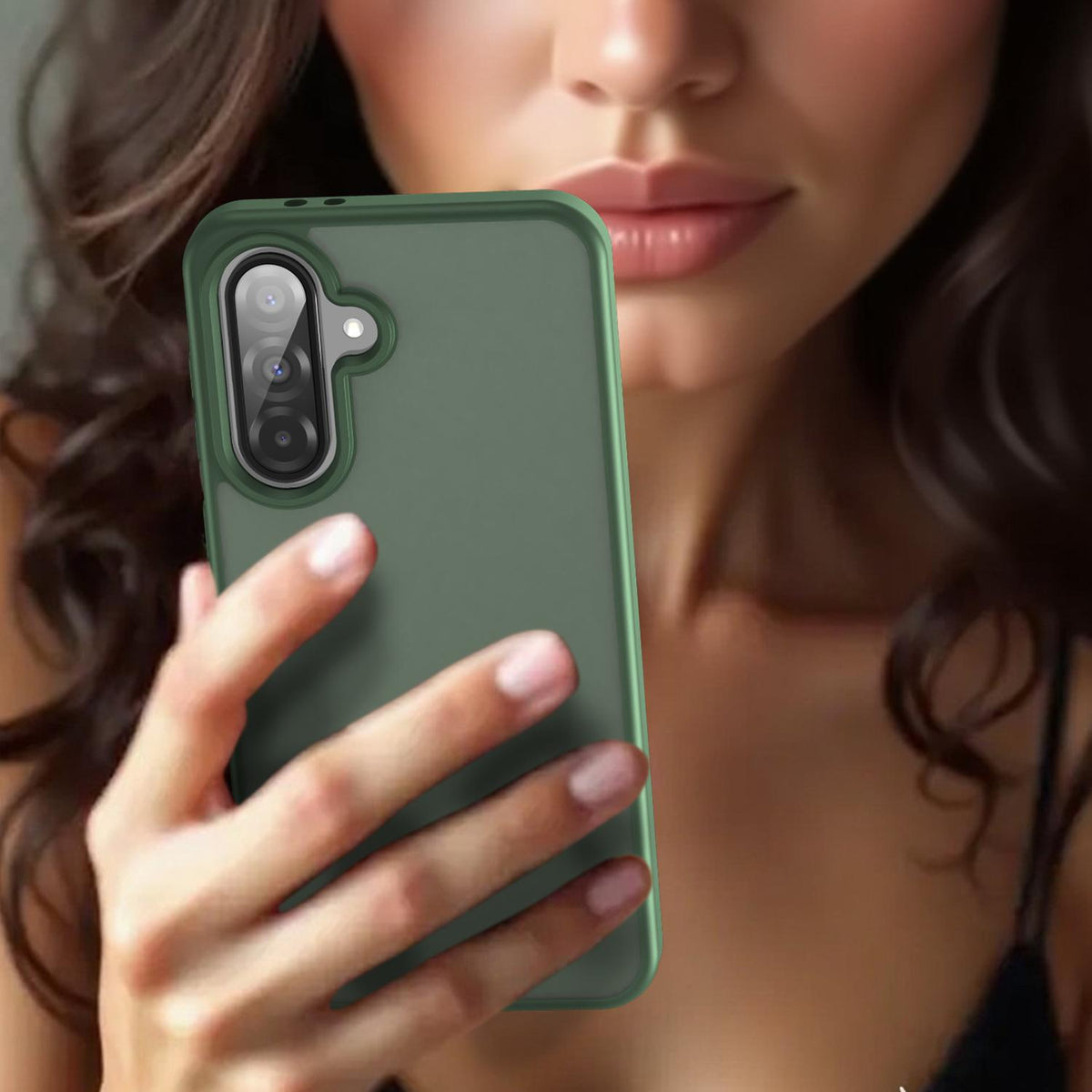 For Galaxy A36 5G Fanying Series PC Hybrid TPU Translucent Frosted Phone Case - Olive Green - EDA009918805D