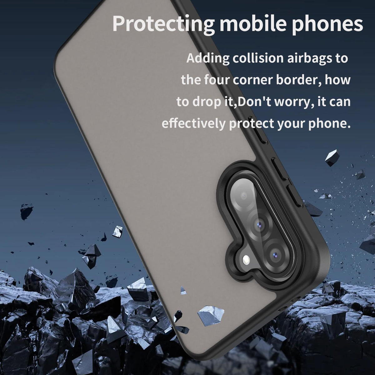 For Galaxy A56 5G Fanying Series PC Hybrid TPU Translucent Frosted Phone Case - Translucent Black - EDA009918806A