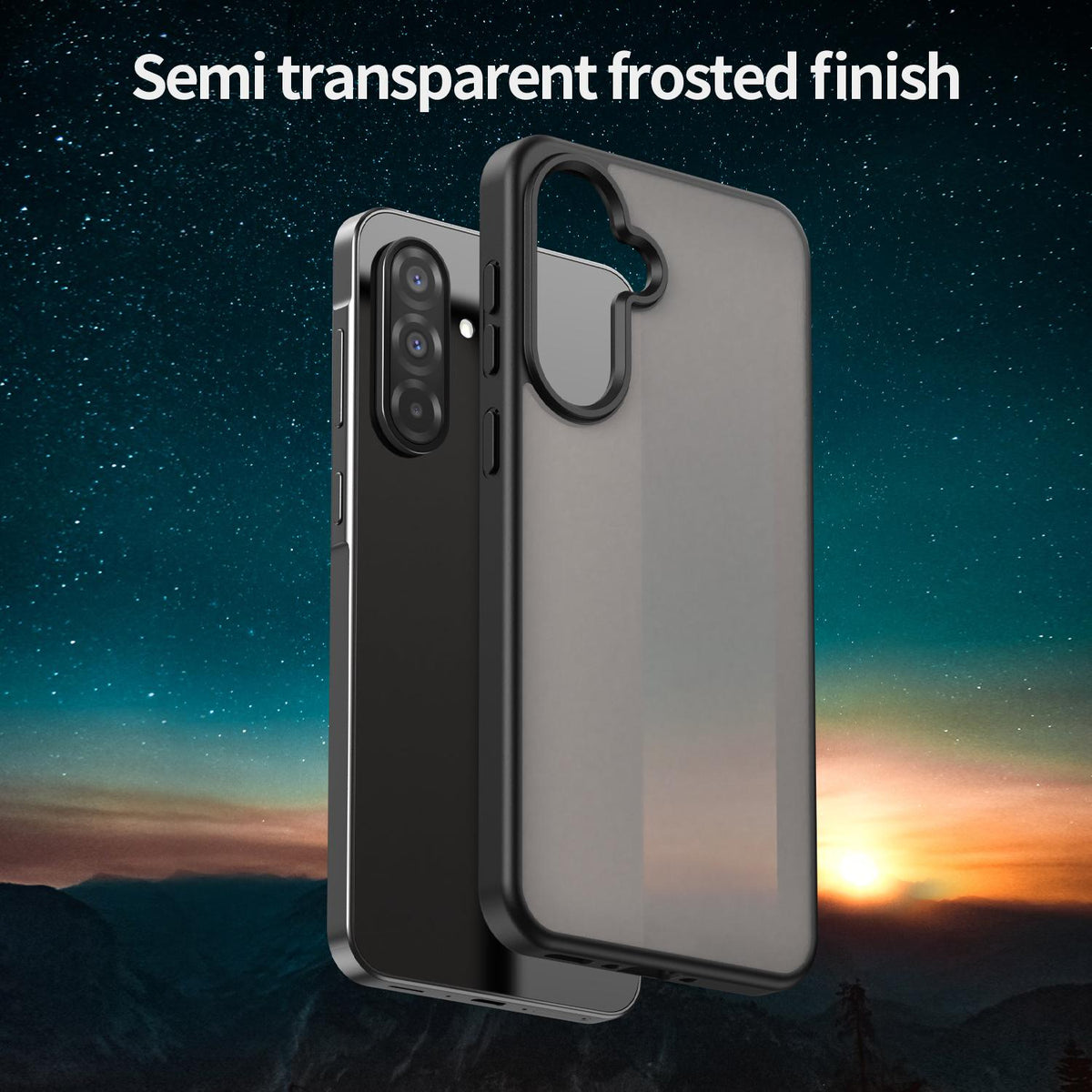For Galaxy A56 5G Fanying Series PC Hybrid TPU Translucent Frosted Phone Case - Translucent Black - EDA009918806A