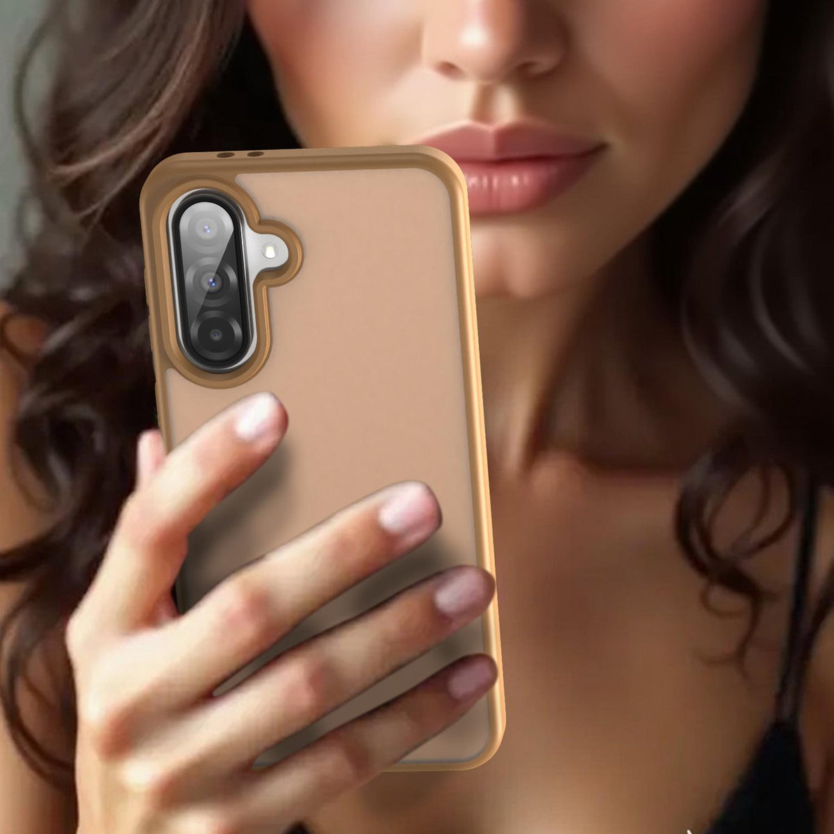 For Galaxy A56 5G Fanying Series PC Hybrid TPU Translucent Frosted Phone Case - Desert Gold - EDA009918806G