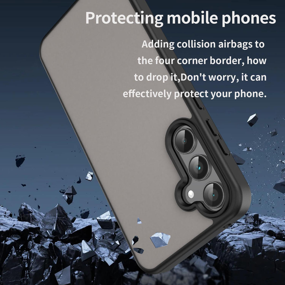 For Galaxy A35 5G Fanying Series PC Hybrid TPU Translucent Frosted Phone Case - Translucent Black - EDA009918807A