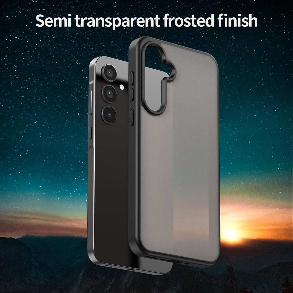 For Galaxy A35 5G Fanying Series PC Hybrid TPU Translucent Frosted Phone Case - Translucent Black - EDA009918807A