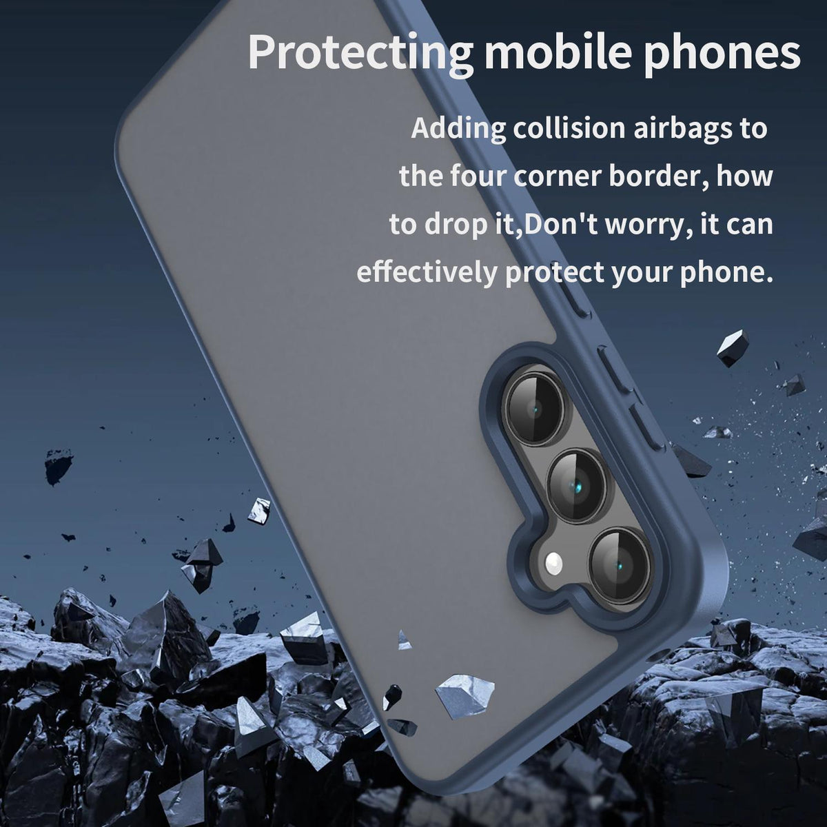 For Galaxy A35 5G Fanying Series PC Hybrid TPU Translucent Frosted Phone Case - Cyan Blue - EDA009918807C