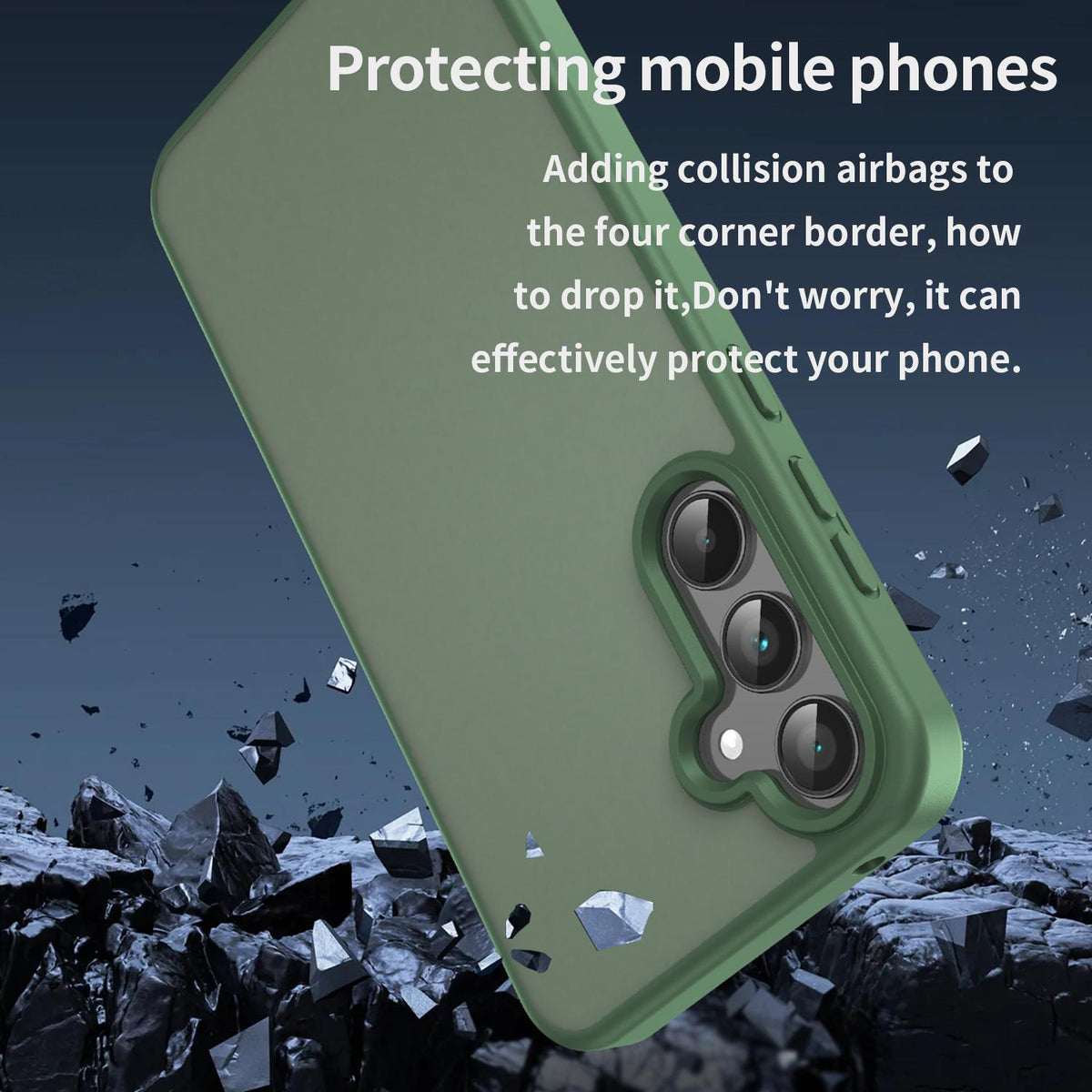 For Galaxy A35 5G Fanying Series PC Hybrid TPU Translucent Frosted Phone Case - Olive Green - EDA009918807D