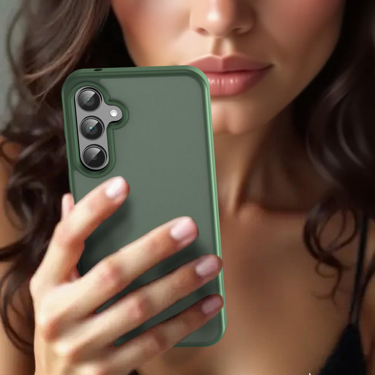 For Galaxy A35 5G Fanying Series PC Hybrid TPU Translucent Frosted Phone Case - Olive Green - EDA009918807D