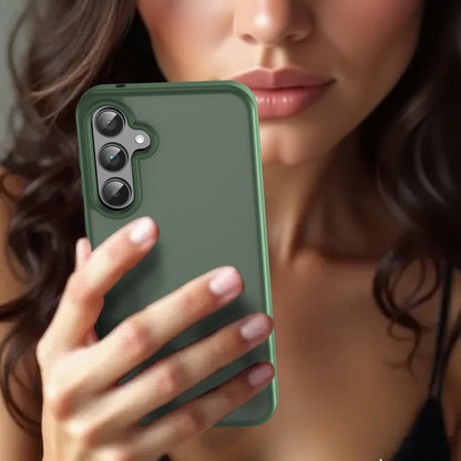 For Galaxy A35 5G Fanying Series PC Hybrid TPU Translucent Frosted Phone Case - Olive Green - EDA009918807D