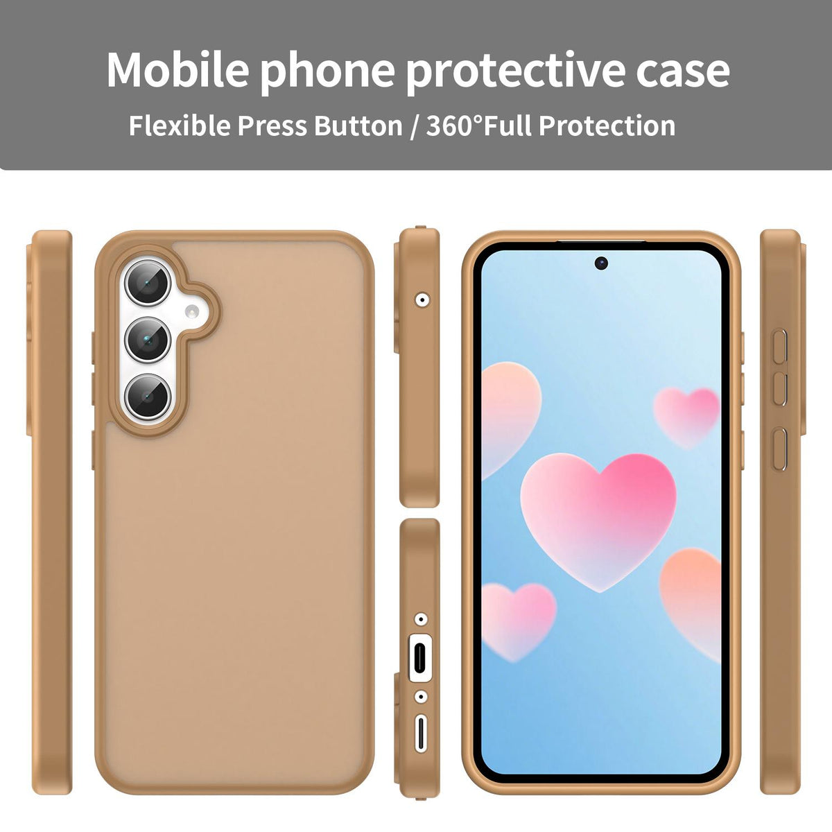 For Galaxy A35 5G Fanying Series PC Hybrid TPU Translucent Frosted Phone Case - Desert Gold - EDA009918807G