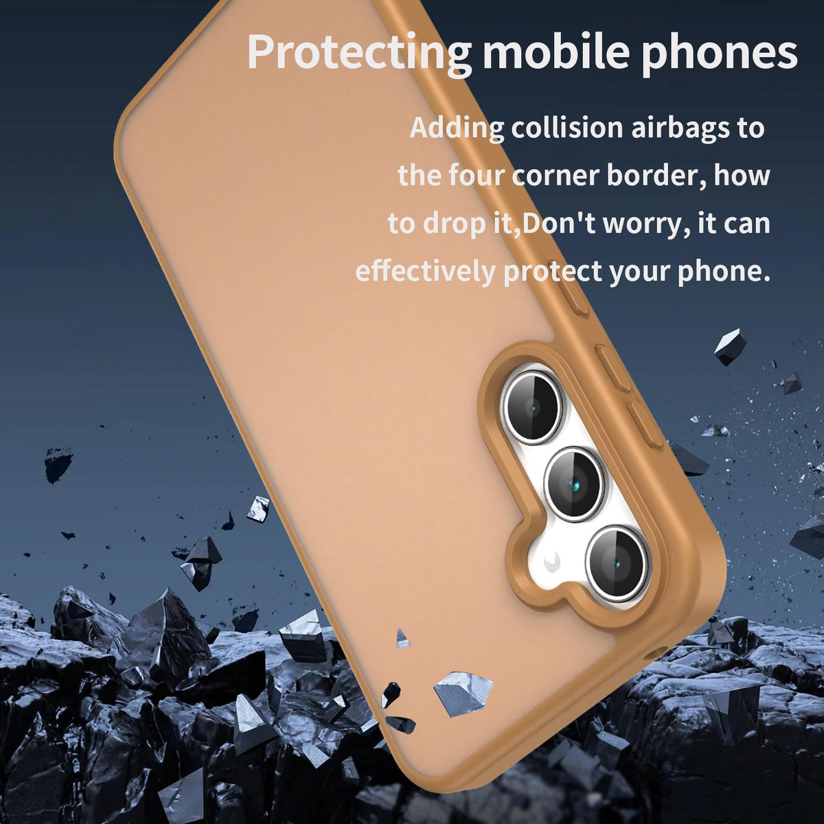 For Galaxy A35 5G Fanying Series PC Hybrid TPU Translucent Frosted Phone Case - Desert Gold - EDA009918807G