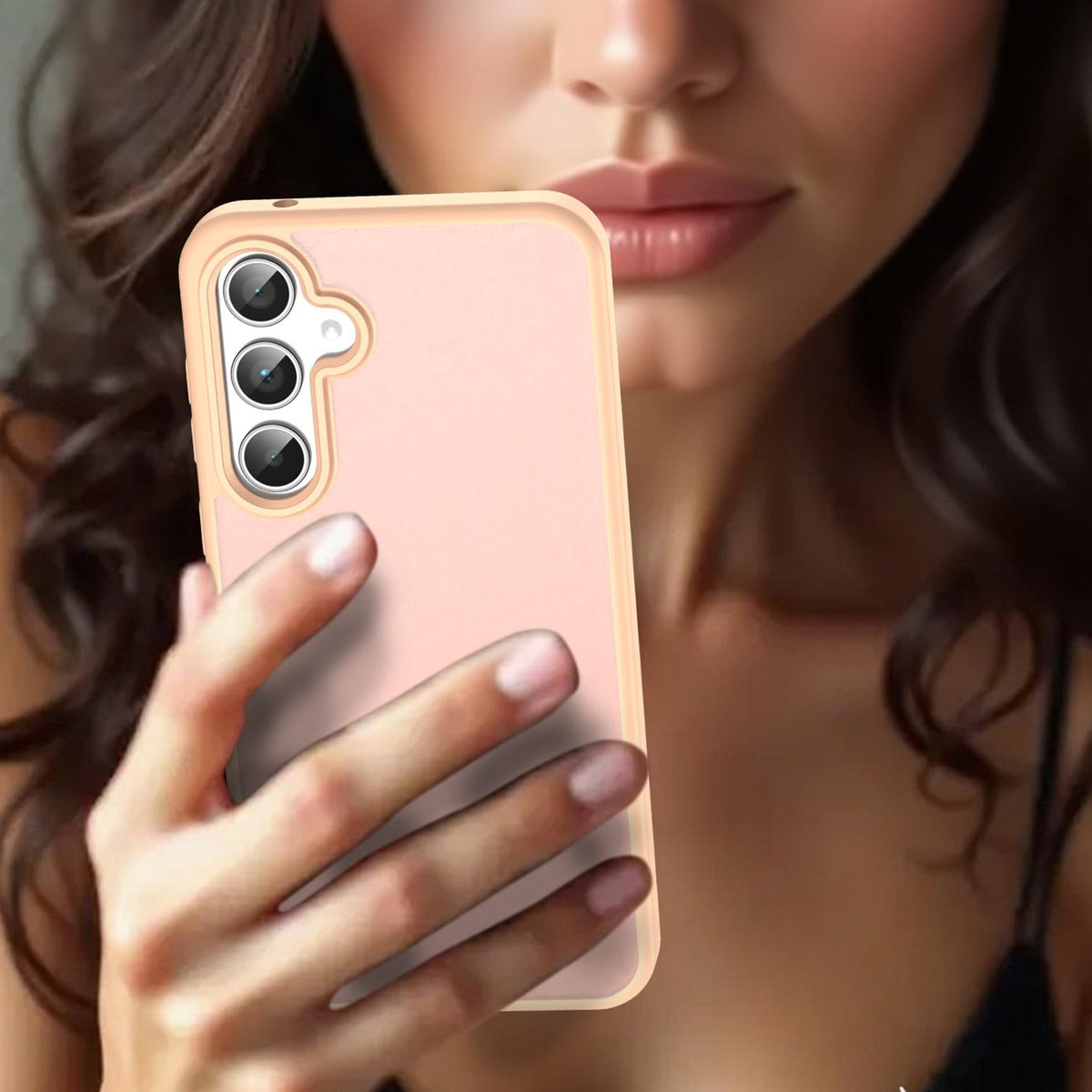 For Galaxy A35 5G Fanying Series PC Hybrid TPU Translucent Frosted Phone Case - Rouge Powder - EDA009918807I