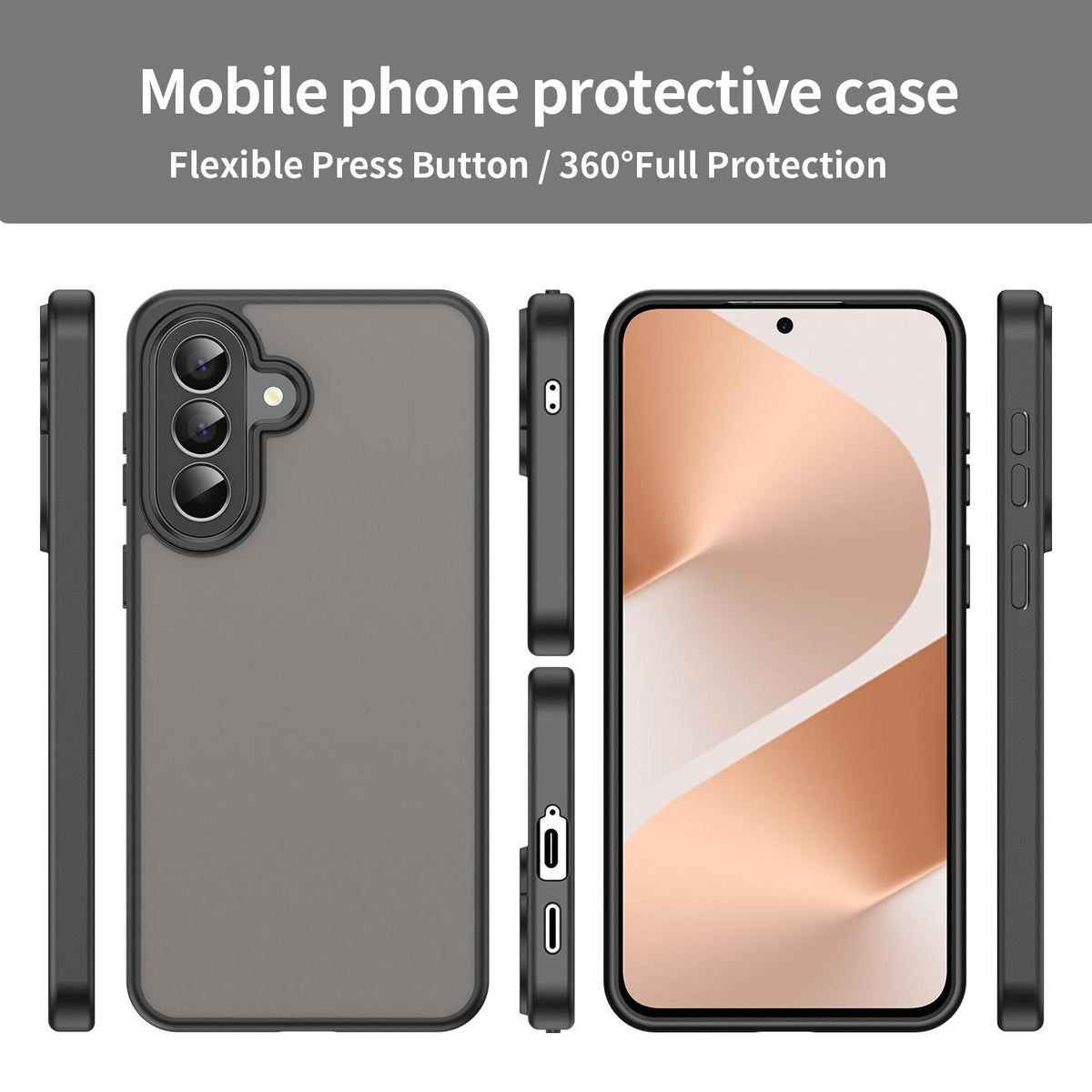 For Galaxy A57 5G Fanying Series PC Hybrid TPU Translucent Frosted Phone Case - Translucent Black - EDA009918808A