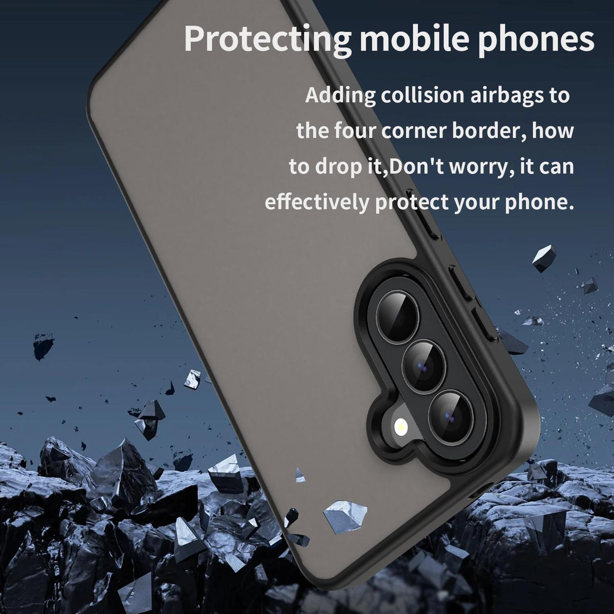 For Galaxy A57 5G Fanying Series PC Hybrid TPU Translucent Frosted Phone Case - Translucent Black - EDA009918808A