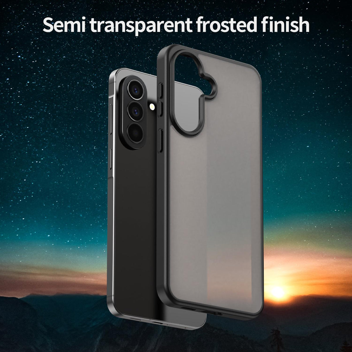 For Galaxy A57 5G Fanying Series PC Hybrid TPU Translucent Frosted Phone Case - Translucent Black - EDA009918808A