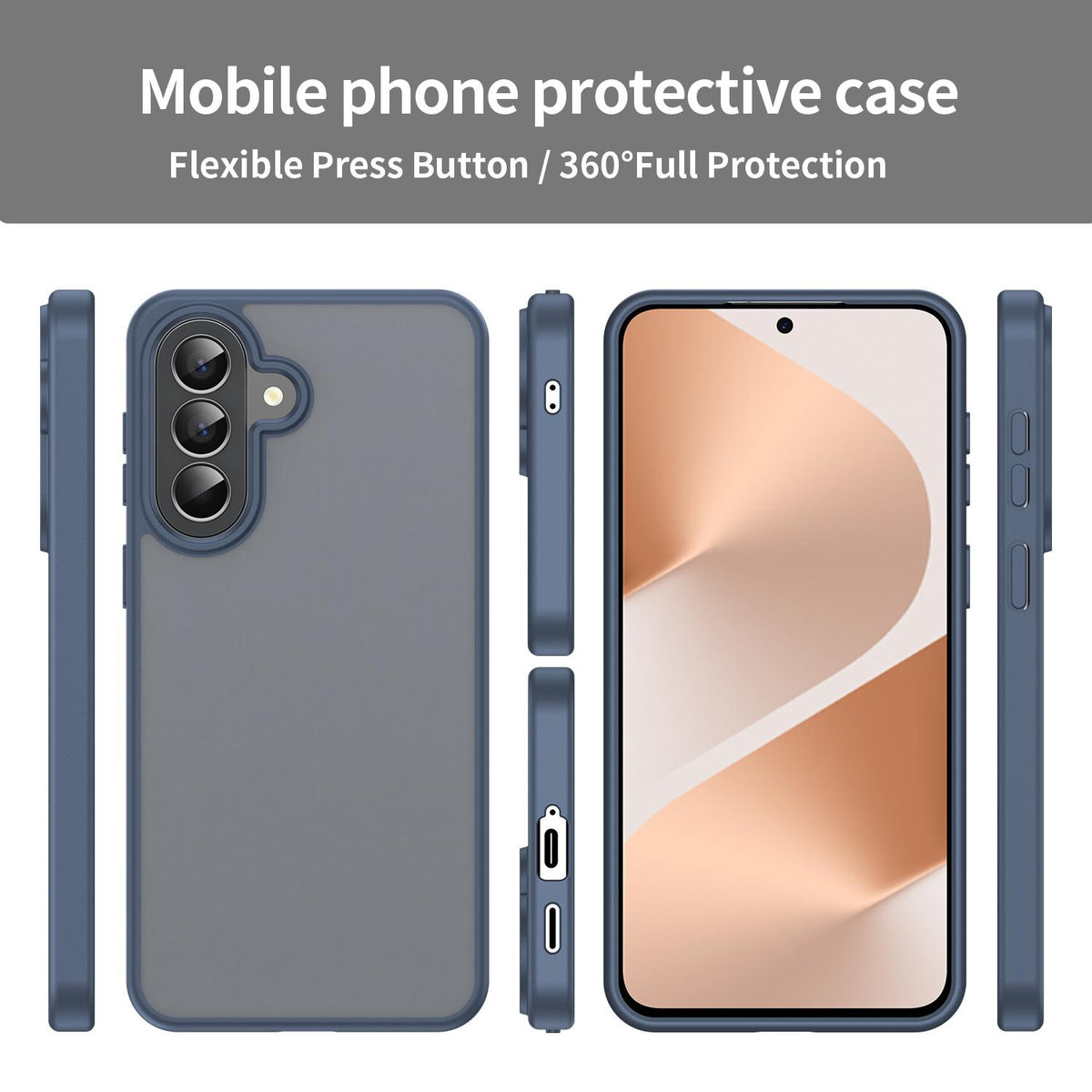 For Galaxy A57 5G Fanying Series PC Hybrid TPU Translucent Frosted Phone Case - Cyan Blue - EDA009918808C