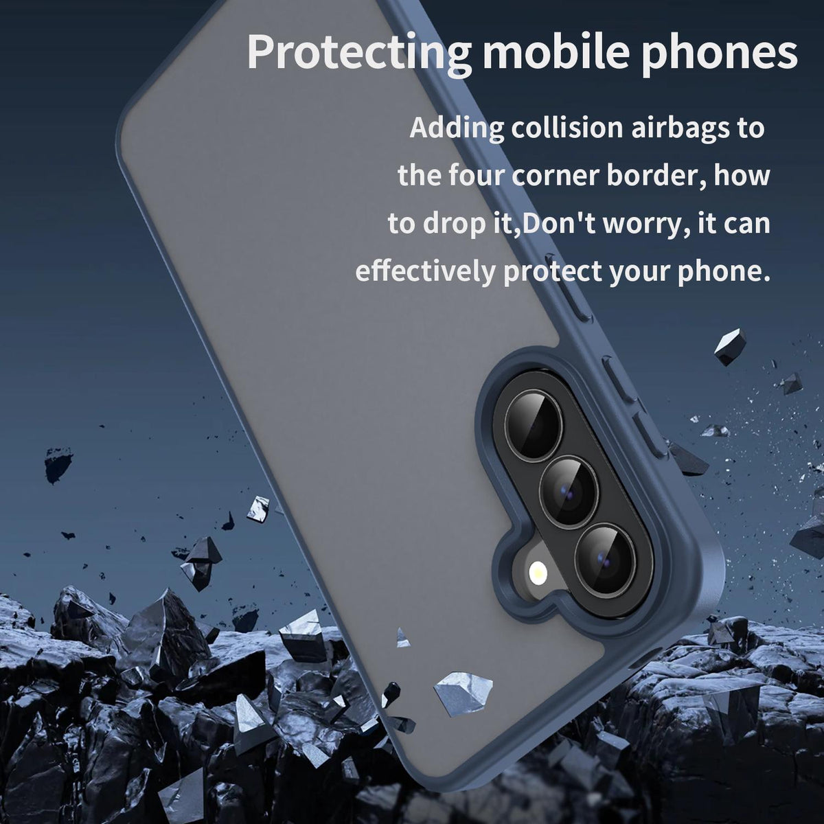 For Galaxy A57 5G Fanying Series PC Hybrid TPU Translucent Frosted Phone Case - Cyan Blue - EDA009918808C