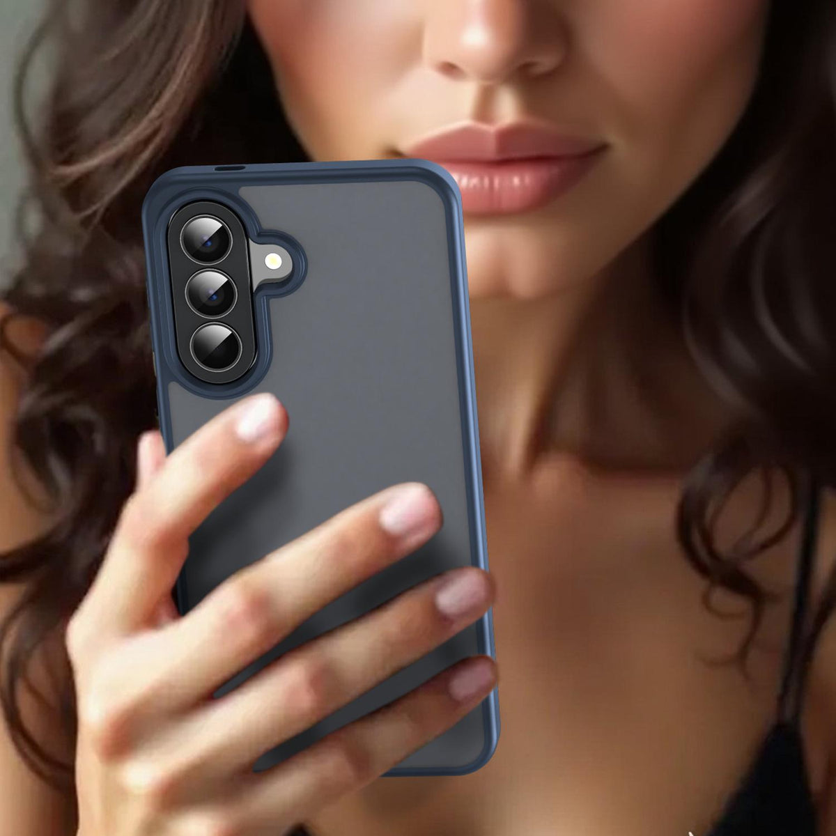 For Galaxy A57 5G Fanying Series PC Hybrid TPU Translucent Frosted Phone Case - Cyan Blue - EDA009918808C