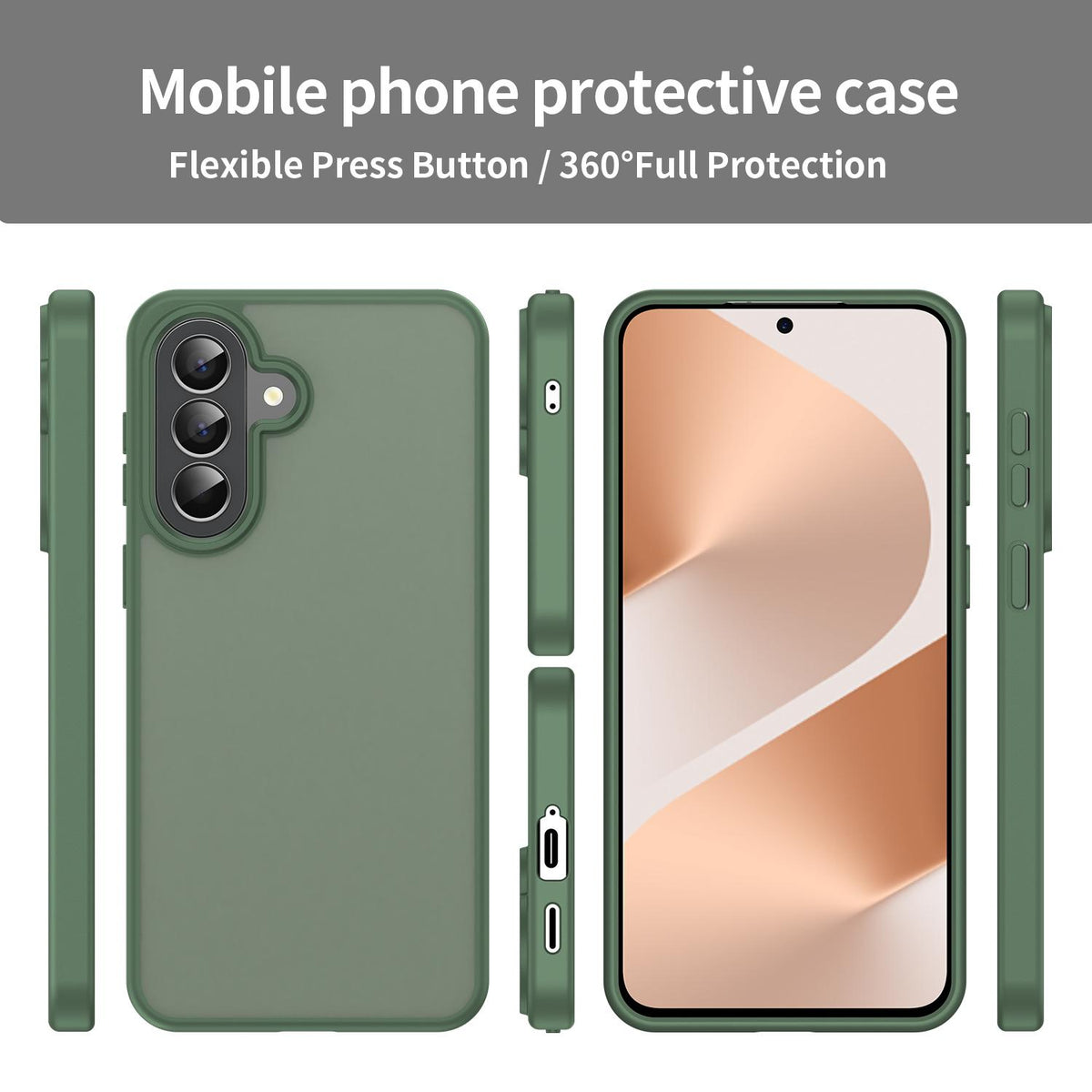 For Galaxy A57 5G Fanying Series PC Hybrid TPU Translucent Frosted Phone Case - Olive Green - EDA009918808D