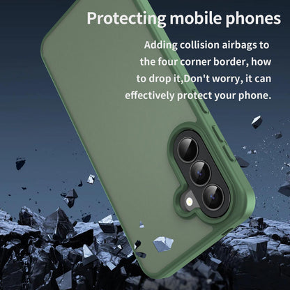 For Galaxy A57 5G Fanying Series PC Hybrid TPU Translucent Frosted Phone Case - Olive Green - EDA009918808D
