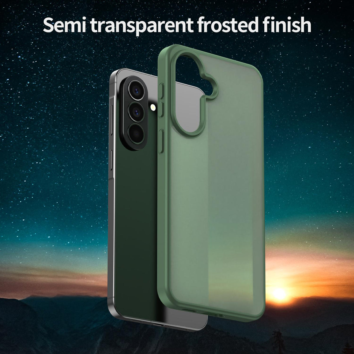 For Galaxy A57 5G Fanying Series PC Hybrid TPU Translucent Frosted Phone Case - Olive Green - EDA009918808D