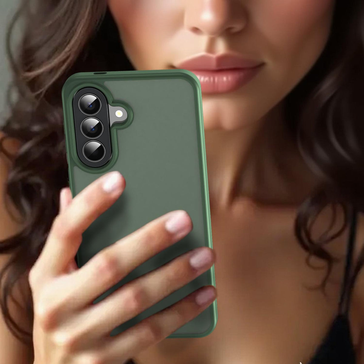 For Galaxy A57 5G Fanying Series PC Hybrid TPU Translucent Frosted Phone Case - Olive Green - EDA009918808D
