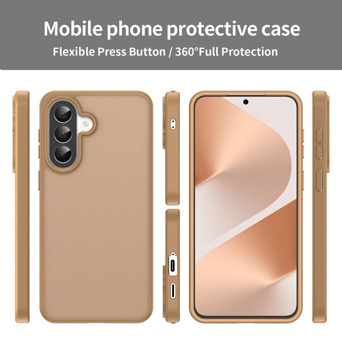 For Galaxy A57 5G Fanying Series PC Hybrid TPU Translucent Frosted Phone Case - Desert Gold - EDA009918808G
