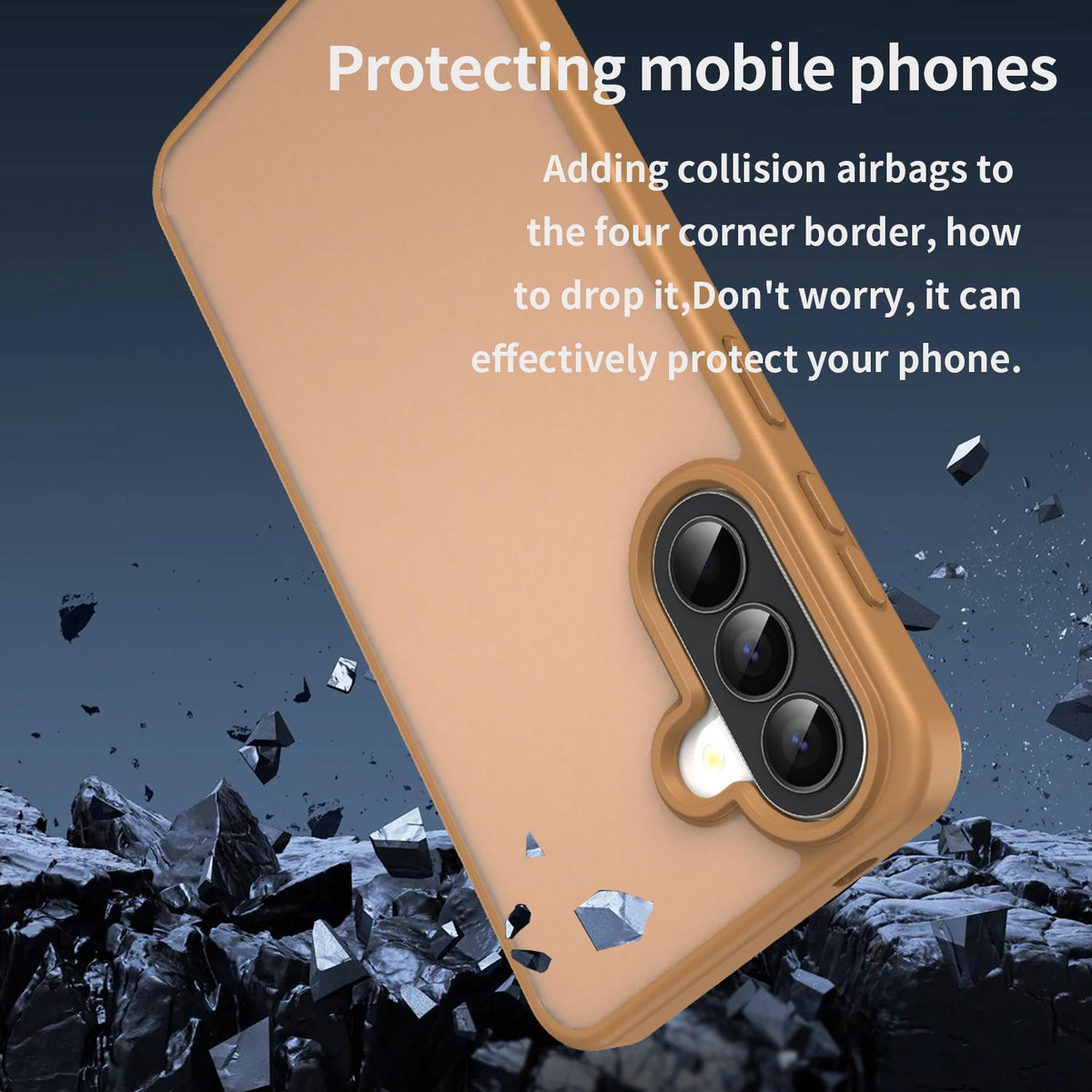 For Galaxy A57 5G Fanying Series PC Hybrid TPU Translucent Frosted Phone Case - Desert Gold - EDA009918808G